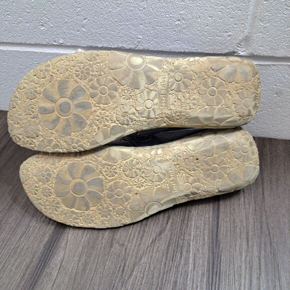 Josef Seibel Sandals Flats Comfort Shoes Gray Stitched Leather Women's Size 9 - Picture 6 of 8